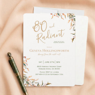 Timeless Watercolor 80th Birthday Party Tribute Invitation