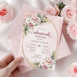 Timeless Watercolor Blush Pink Floral Rehearsal  Invitation