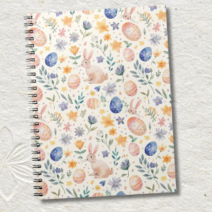 Timeless Watercolor Pastel Bunny Flowers Eggs Notebook