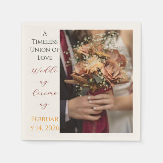 Timeless Wedding Ceremony Floral Photo Paper Napkin