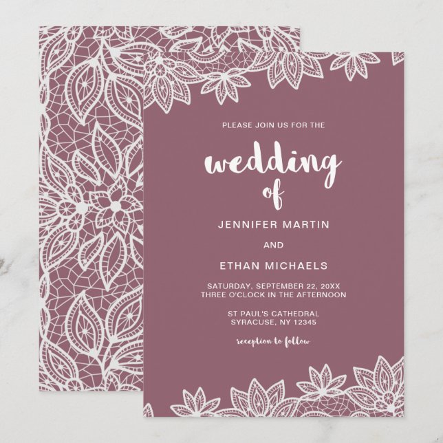 Timeless Wedding Lace Look Invitation (Front/Back)