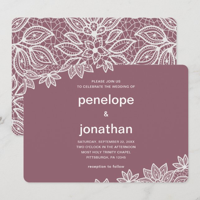 Timeless Wedding Lace Look Invitation (Front/Back)