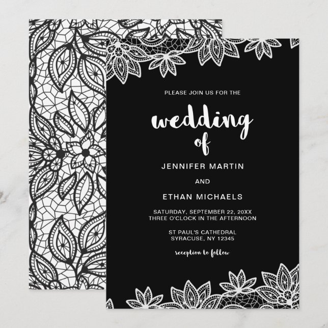 Timeless Wedding Lace Look Invitation (Front/Back)