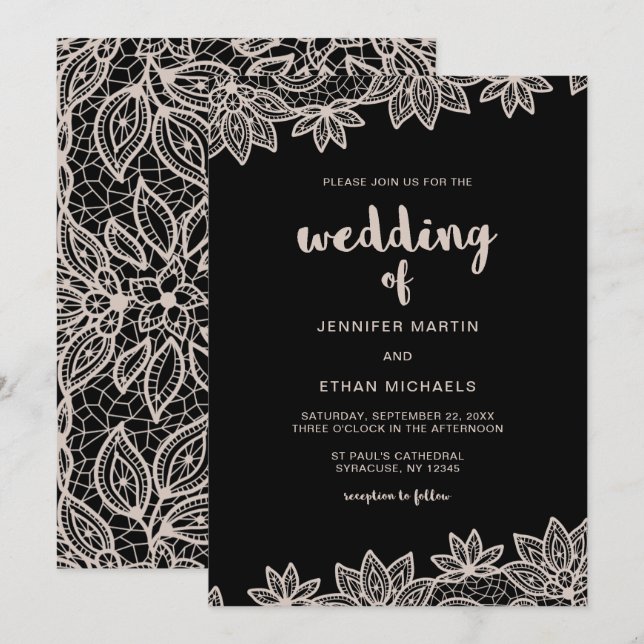 Timeless Wedding Lace Look Invitation (Front/Back)