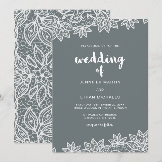 Timeless Wedding Lace Look Invitation (Front/Back)