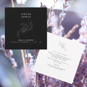 Timeless White Floral B/W Bridal Shower Square Invitation