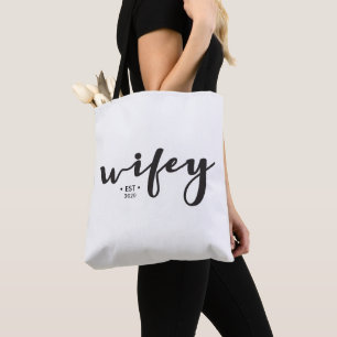 "Timeless Wifey Tote: Personalised Wedding Year Ba Tote Bag