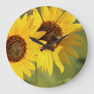 Timeless Wild Sunflowers and Bees Large Clock