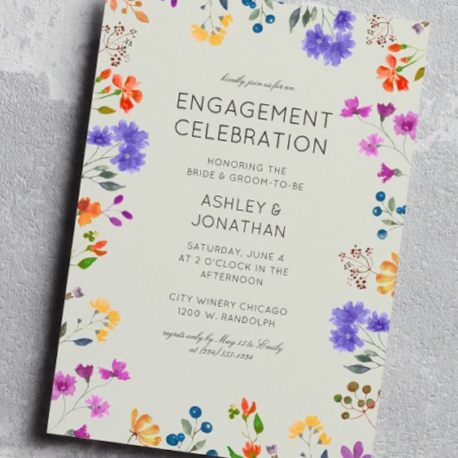 Timeless Wildflower Sage Green Engagement Party Invitation (Creator Uploaded)