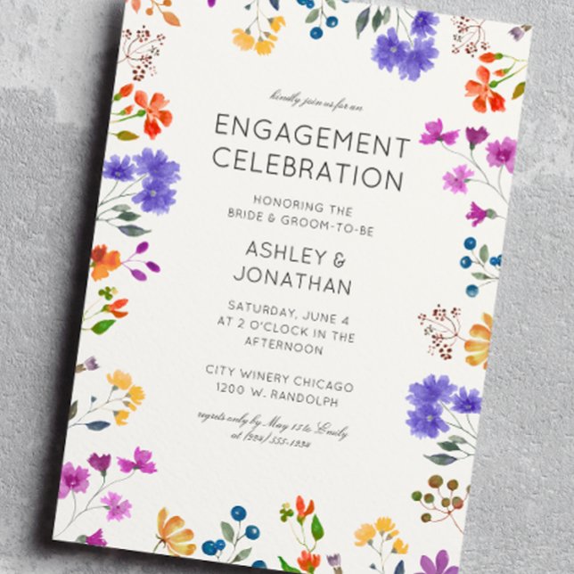 Timeless Wildflower Soft White Engagement Party Invitation (Creator Uploaded)
