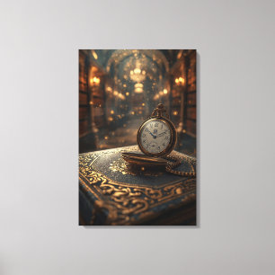 Timeless Wisdom – The Golden Clock of Knowledge Canvas Print