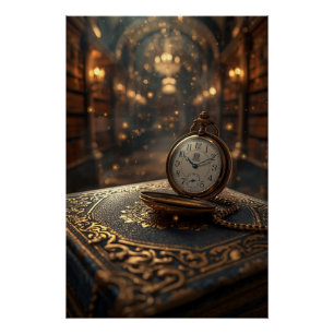 Timeless Wisdom – The Golden Clock of Knowledge Poster