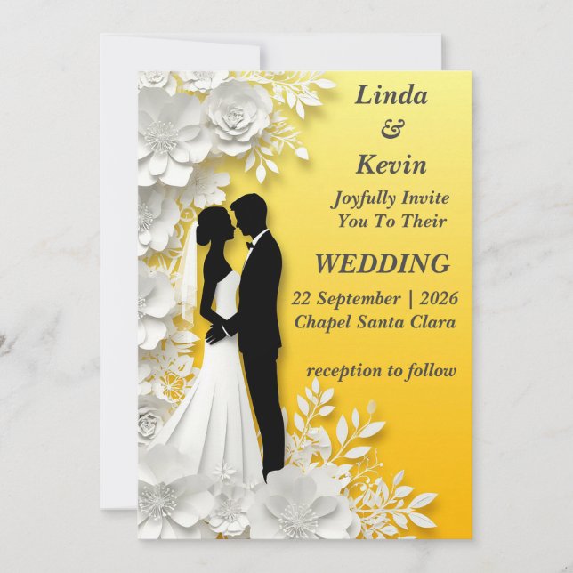 💛 Timeless Yellow Florals for Sweet Romance ✨ Invitation (Front)