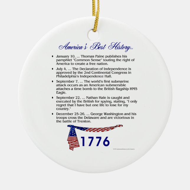 Timeline 1776 ceramic tree decoration (Front)