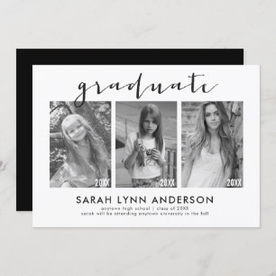 Timeline 3 Photo Graduation Party Invitation