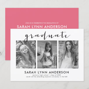 Timeline 3 Photo Graduation Party Invitation
