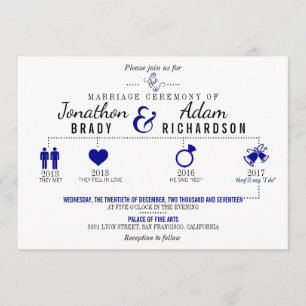 Timeline Dark Blue Wedding Invitation