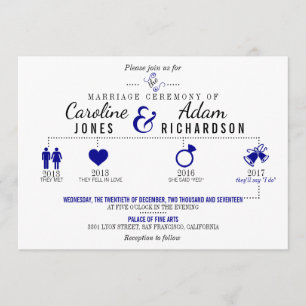 Timeline Dark Blue Wedding Invitation