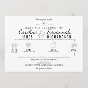 Timeline Light Grey Wedding Invitation