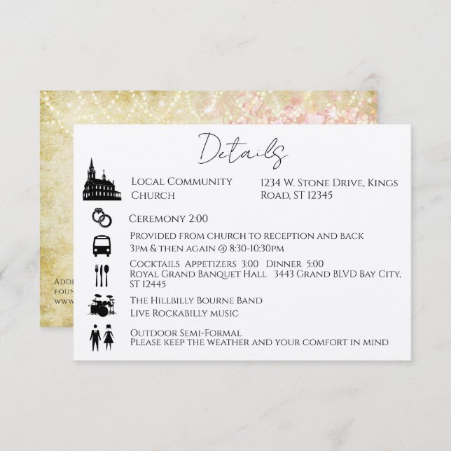 Timeline Order of Events Heart Leaf Tree Enclosure Invitation (Front/Back)