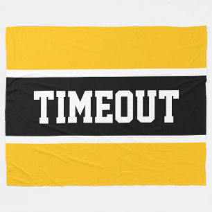 TIMEOUT Sporty Bright Orange White Black Stripes Fleece Blanket