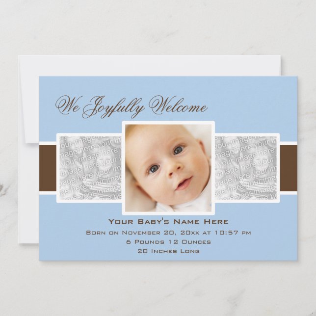 Times 3 Birth Announcement (Blue) (Front)