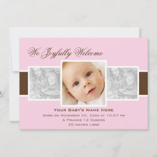 Times 3 Birth Announcement (Pink)