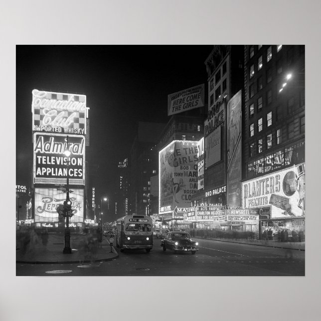 Times Square at Night, 1953. Vintage Photo Poster (Front)