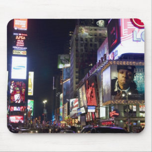 Times Square at night in Manhattan, New York Mouse Mat