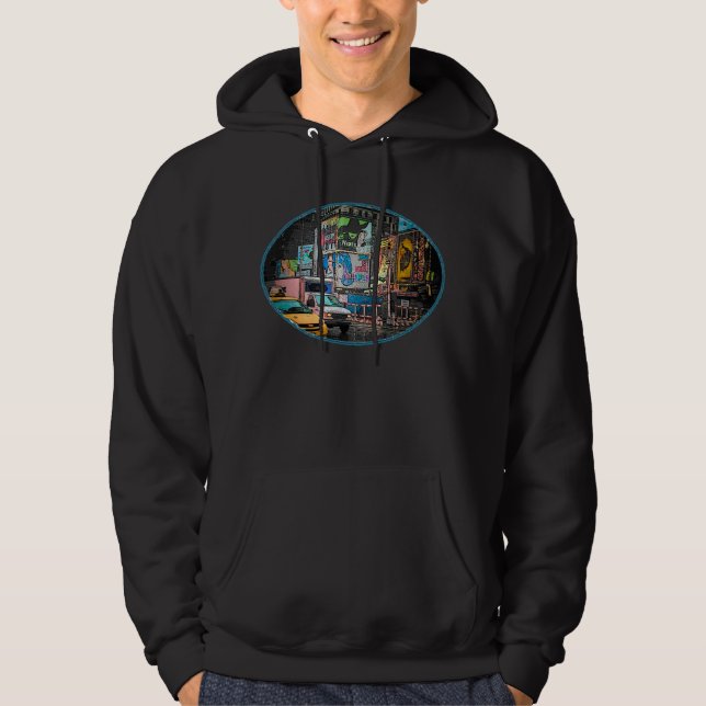 Times Square Billboards Dark Hoodie (unisex) (Front)