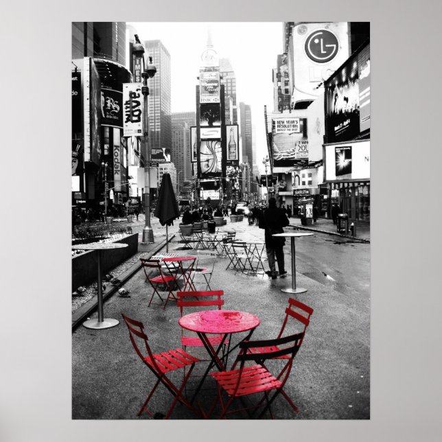 Times Square Black White Red Poster (Front)