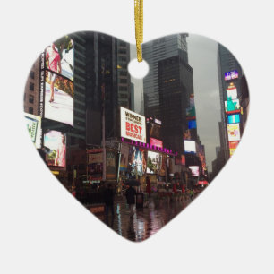 Times Square New York City NYC Neon Signs Photo Ceramic Tree Decoration