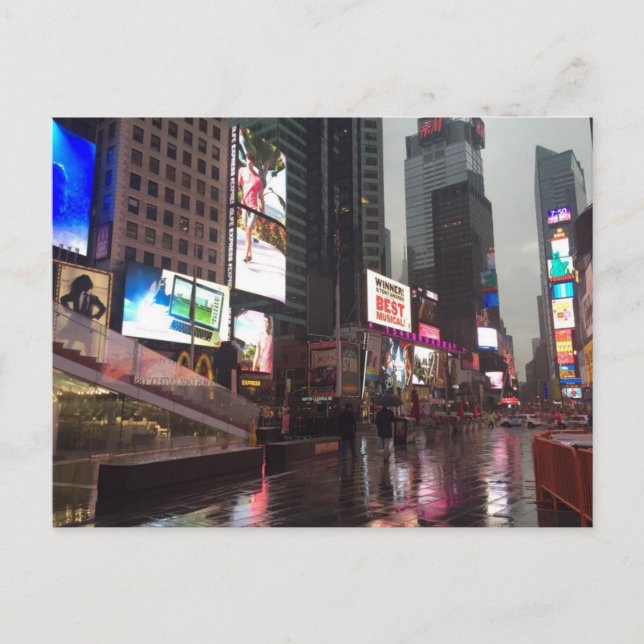 Times Square NYC New York City Rainy Day Big Apple Postcard (Front)