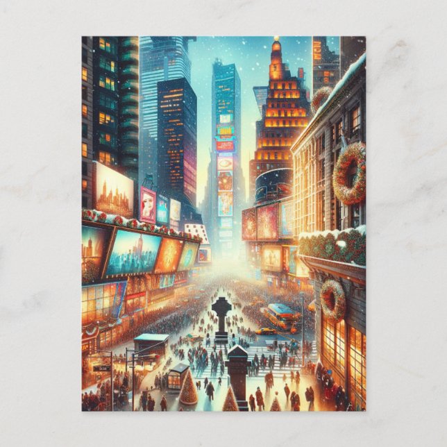 Times Square Winter Card. Christmas Holiday Postcard (Front)