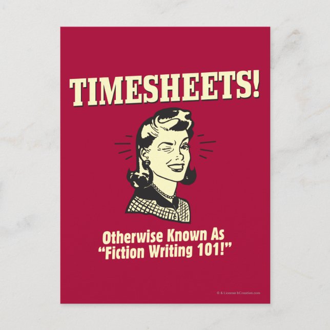 Timesheets: Fiction Writing 101 Postcard (Front)