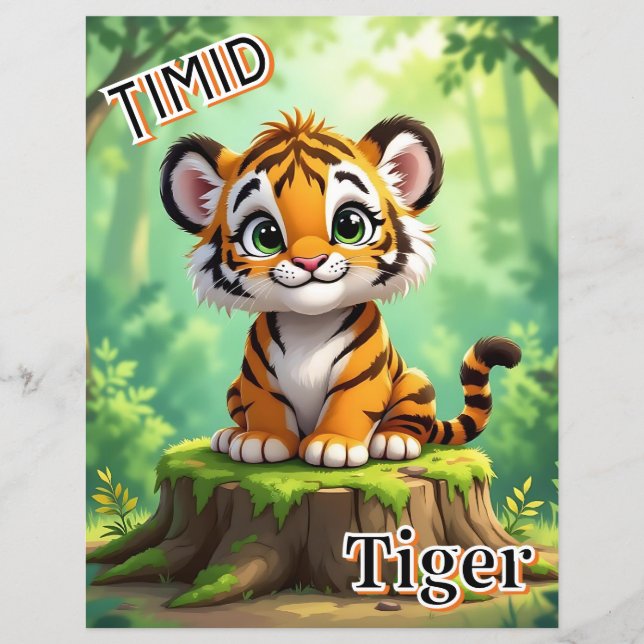 Timid Tiger | Cute Cartoon Kid's Nursery Art (Front)