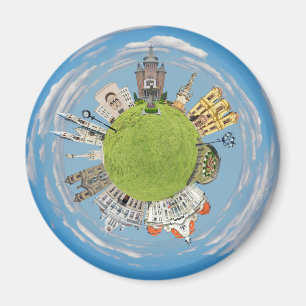 timisoara city romania tiny little planet landmark magnet