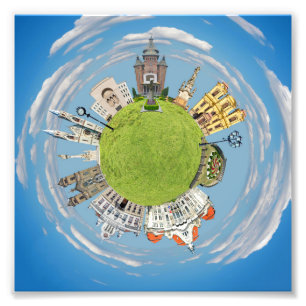 timisoara city romania tiny little planet landmark photo print