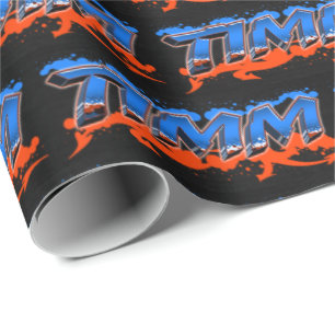 Timm Vorname Name Graffiti blue orange Wrapping Paper