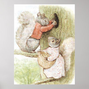 Timmy Tiptoes and Goody Squirrel by Beatrix Potter Poster