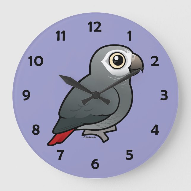 Timneh African Grey Parrot Large Clock (Front)