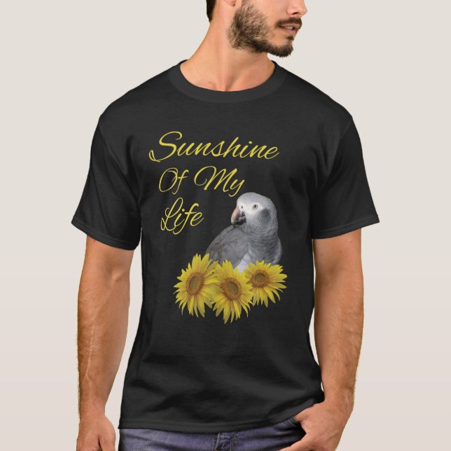 Timneh African Grey Parrot Sunshine Sunflower T Sh T-Shirt (Front)