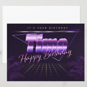 Timo Name Vorname lila retro Karte Geburtstag Card