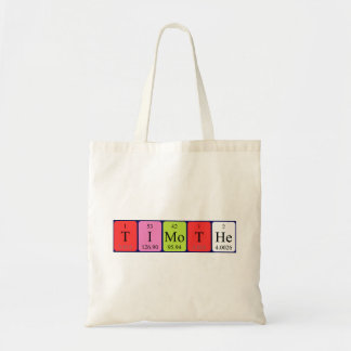 Timothe periodic table name tote bag