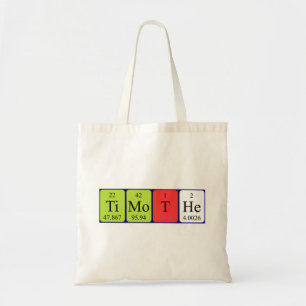 Timothe periodic table name tote bag