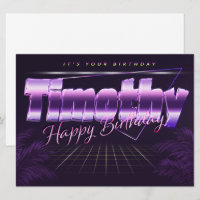 Timothy Name first name purple retro card birthday