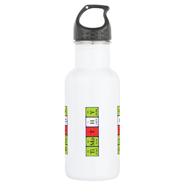 Timothy periodic table name water bottle (Front)