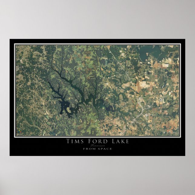 Tims Ford Lake Tennessee Satellite Poster Map (Front)