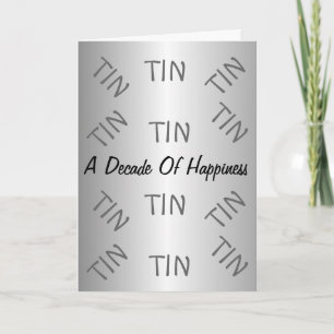 Tin 10th Wedding Anniversary Card