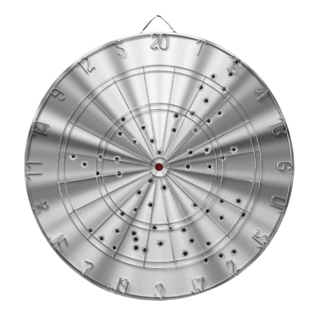 Tin can metal with bullet holes dartboard (Front)